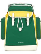 Burberry Tri-tone Nylon And Leather Backpack - Green