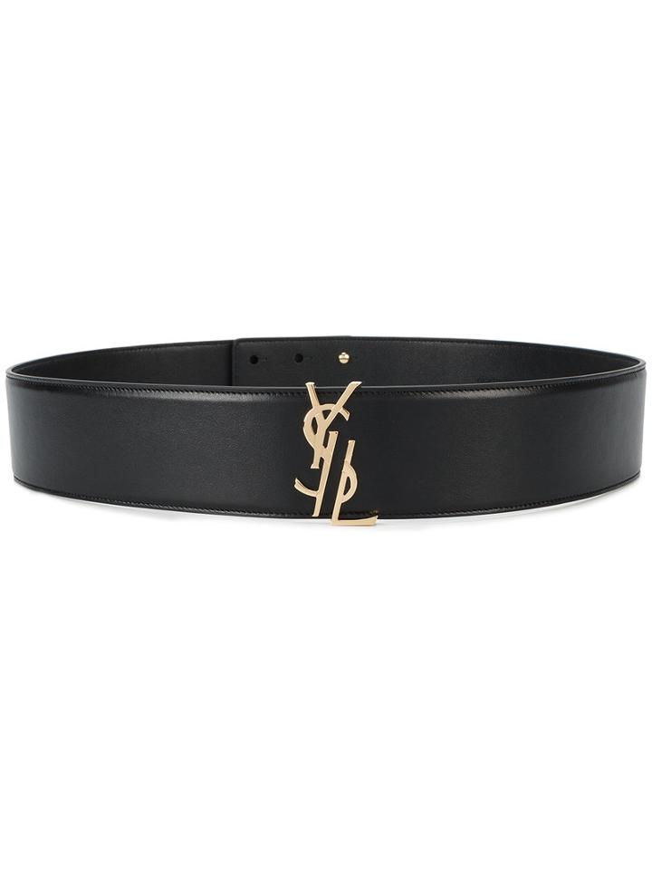 Saint Laurent Deconstructed Buckle Belt, Women's, Size: 85, Black, Leather