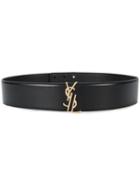 Saint Laurent Deconstructed Buckle Belt, Women's, Size: 85, Black, Leather
