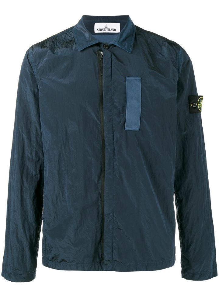 Stone Island - Overshirt Waterproof Zip-up Jacket - Men - Cotton/polyamide - Xl, Blue, Cotton/polyamide