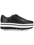Prada Waved Sole Platform Sneakers - Black