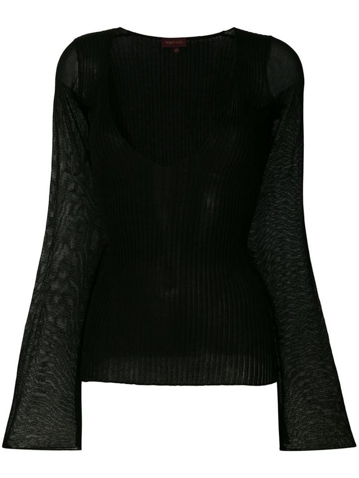 Romeo Gigli Pre-owned Deep V-neck Top - Black