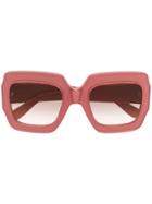 Gucci Eyewear Chunky Square Frame Sunglasses - Pink