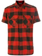 Neil Barrett Checked Ring Detail Shirt - Red