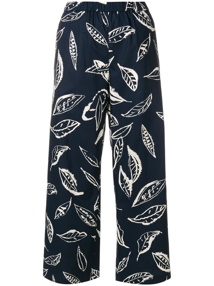 Aspesi Leaf Print Trousers - Blue