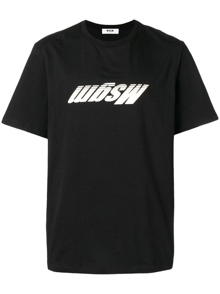 Msgm Reversed Logo Printed T-shirt - Black