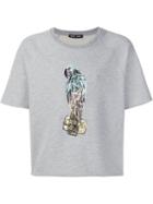 Baja East Parrot Cropped T-shirt, Men's, Size: 4, Grey, Cotton
