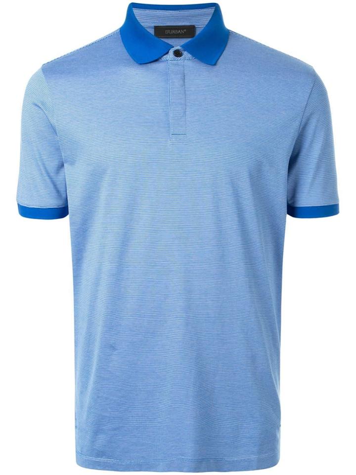 D'urban Fine Knit Striped Polo Shirt - Blue