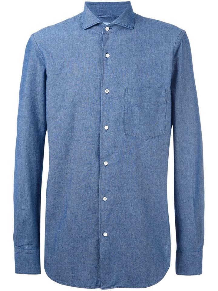 Aspesi Chambray Shirt, Men's, Size: 40, Blue, Cotton