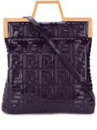Fendi Geometric Handle Monogram Tote Bag - Purple