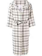 Carven Belted Check Coat - White