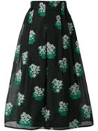 Roseanna - Floral Print Midi Skirt - Women - Cotton/polyamide - 40, Black, Cotton/polyamide