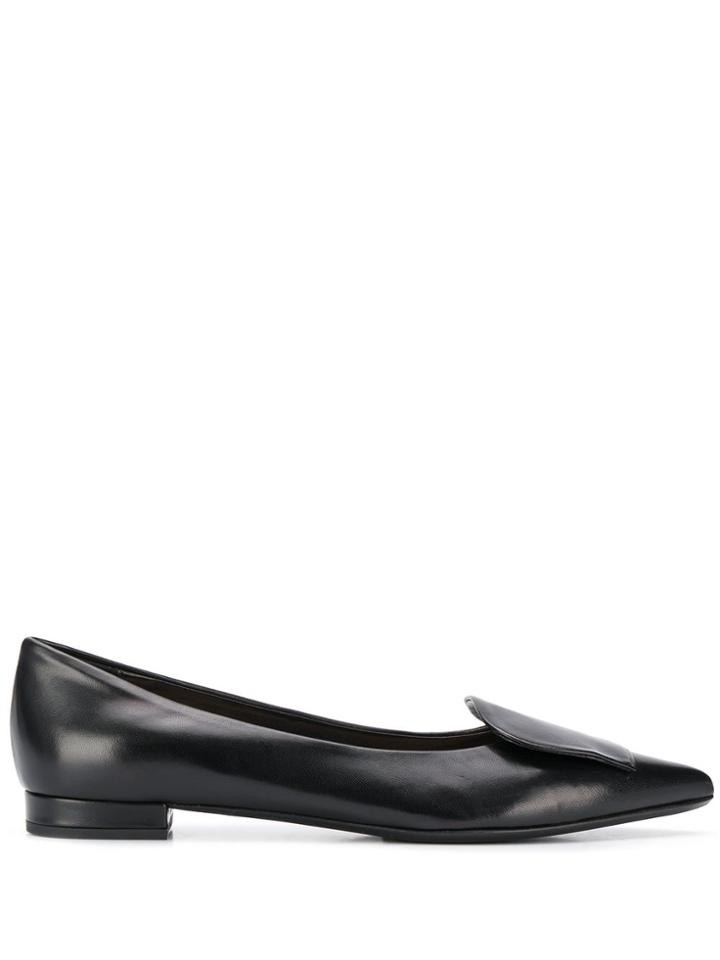 Leqarant Leather Pointed Ballerinas - Black