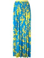 Emanuel Ungaro Abstract Print Pleated Skirt, Women's, Size: 42, Blue, Spandex/elastane/rayon