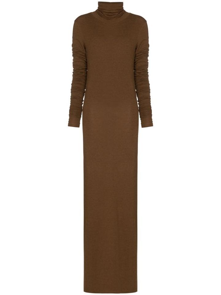 Lemaire Roll-neck Maxi Dress - Brown