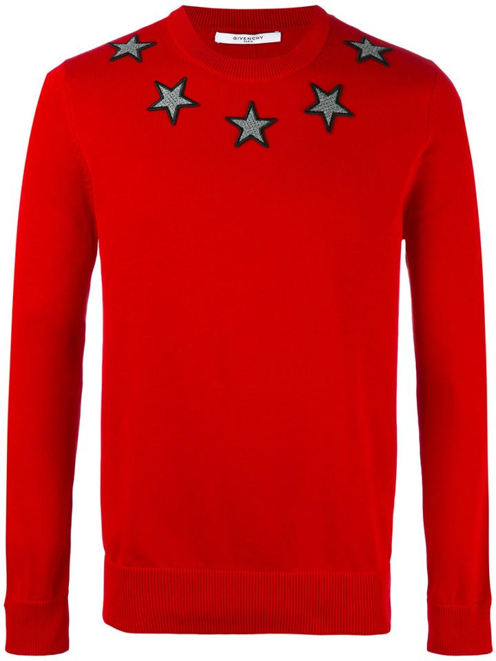 Givenchy Star Appliqué Jumper, Men's, Size: Small, Red, Cotton/polyester