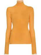 Simone Rocha Bead Embellished Ribbed High Neck Top - Yellow & Orange