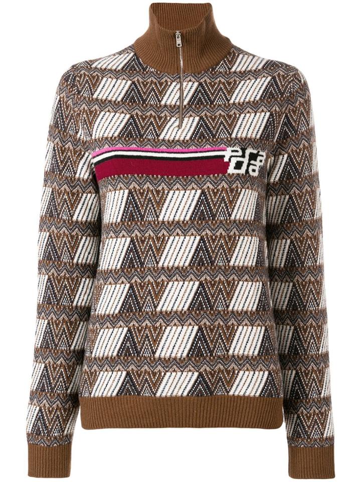 Prada Logo Intarsia Sweater - Brown