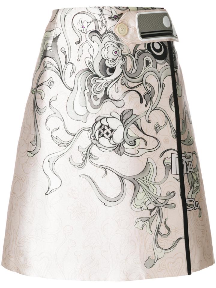 Prada Printed A-line Skirt - Nude & Neutrals