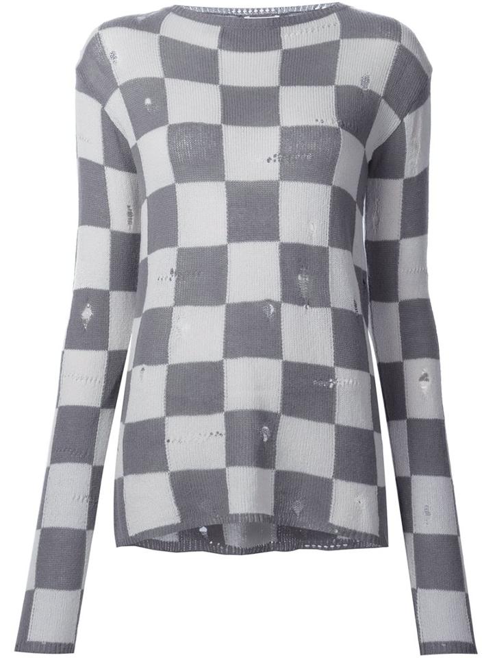Marc Jacobs Distressed Checked Jumper, Women's, Size: Medium, Grey, Cashmere/wool