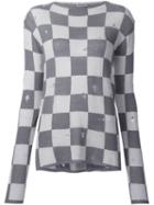 Marc Jacobs Distressed Checked Jumper, Women's, Size: Medium, Grey, Cashmere/wool