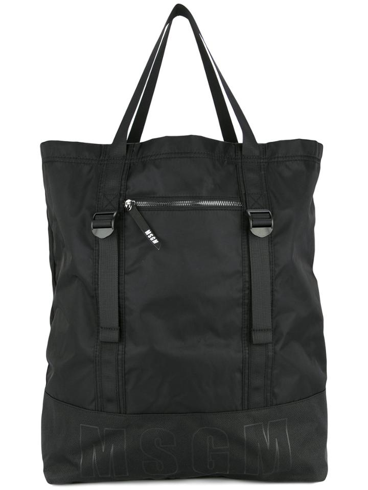 Msgm Logo Tote Bag - Black