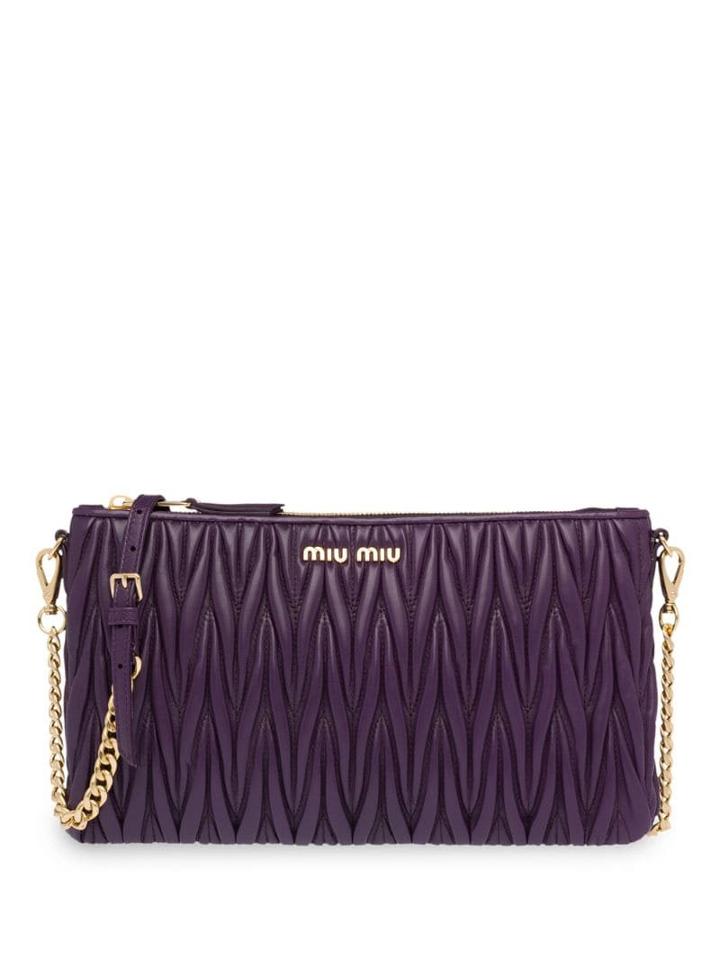Miu Miu Matelassé Shoulder Bag - Purple