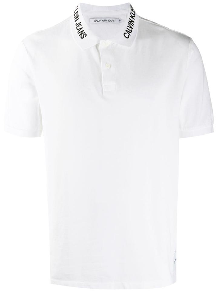Calvin Klein Jeans Embroidered Collar Polo Shirt - White