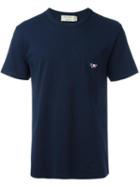 Maison Kitsuné Embroidered Logo T-shirt, Men's, Size: Medium, Blue, Cotton