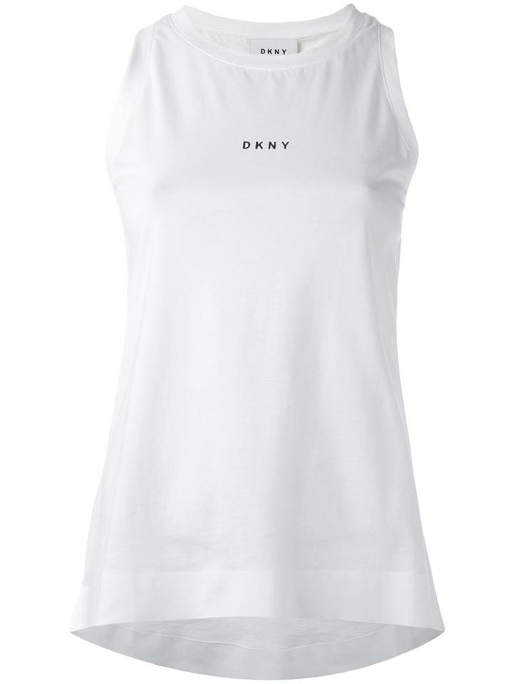 Dkny Logo Print Tank Top, Women's, Size: Large, White, Cotton