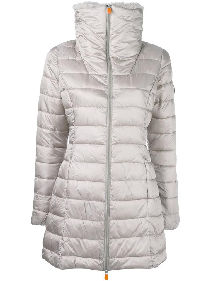 Save The Duck Faux Fur Collar Padded Coat, Women's, Size: 4, Nude/neutrals, Nylon/polyester