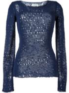 Maison Margiela Distressed Knit Sweater, Women's, Size: Medium, Blue, Silk