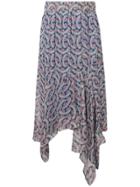 Isabel Marant Étoile Sheer Printed Asymmetric Midi Skirt - Blue