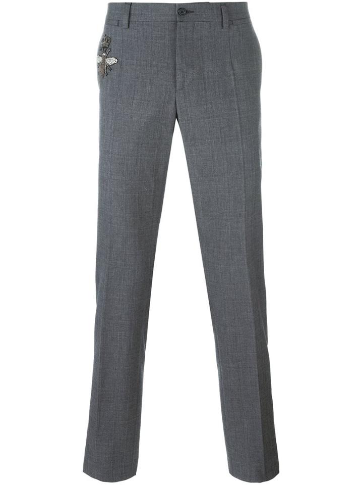 Dolce & Gabbana Prince Of Wales Check Trousers, Men's, Size: 48, Grey, Cotton/copper/glass/polyester