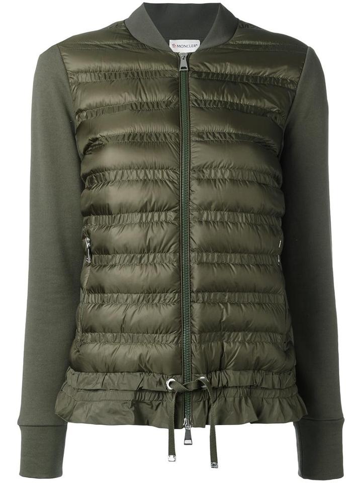 Moncler Padded Front Bomber Jacket, Women's, Size: Medium, Green, Polyamide/cotton/feather Down