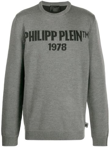 Philipp Plein Logo Knit Two-tone Sweater - Grey