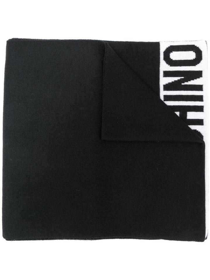 Moschino Logo Trim Scarf - Black