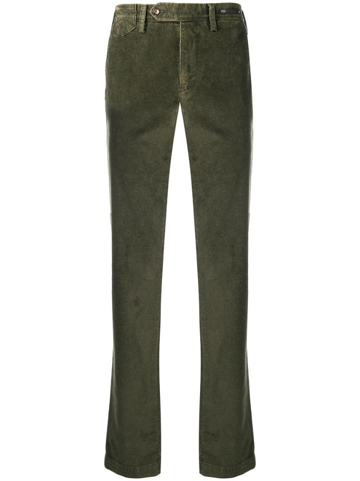 Pt01 Corduroy Straight Leg Trousers - Green