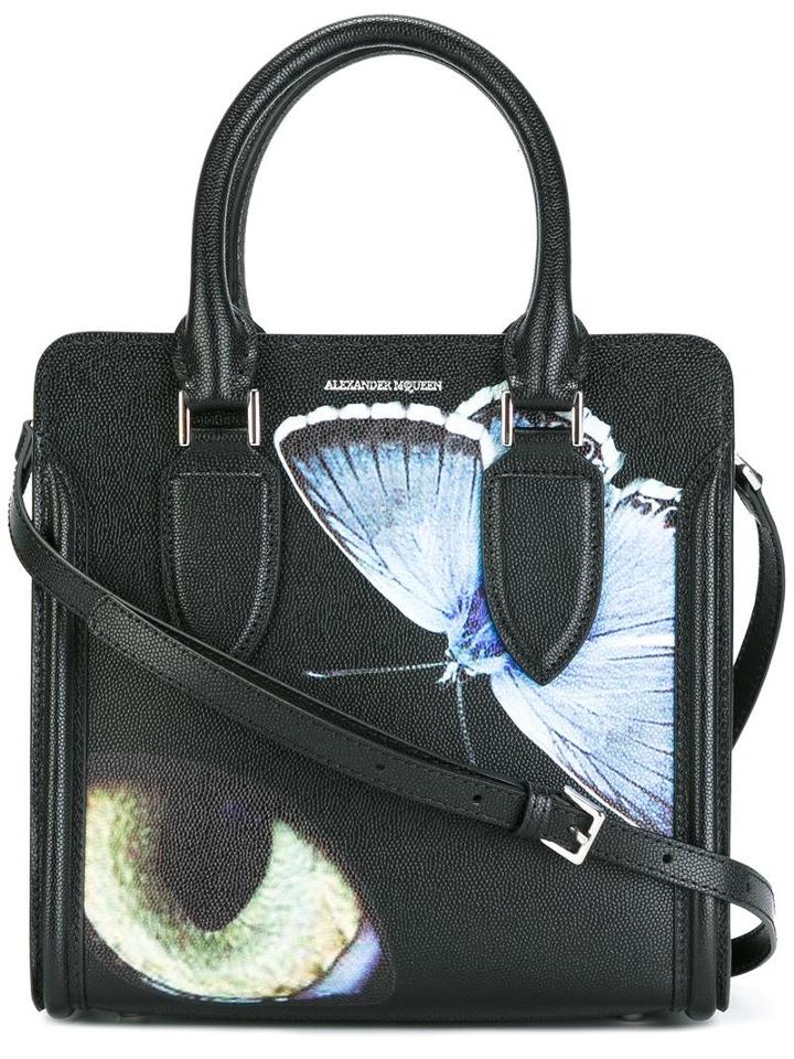 Alexander Mcqueen Small Heroine Tote, Black, Calf Leather