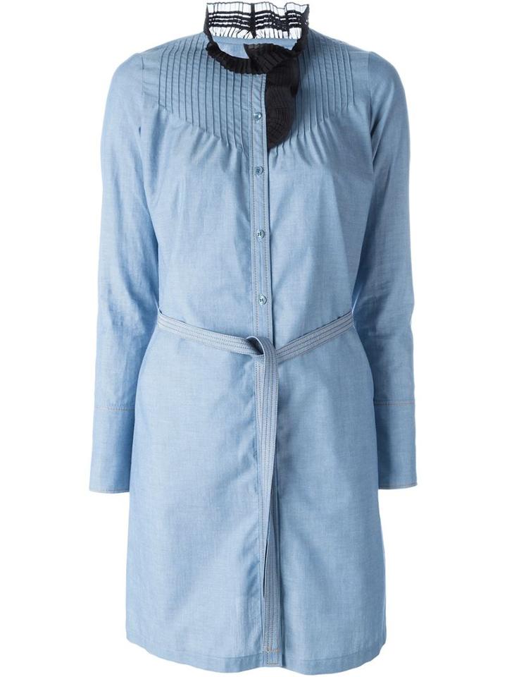 Sonia By Sonia Rykiel Ruffled Collar Denim Shirt Dress