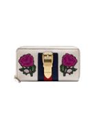 Gucci Multicoloured Sylvie Embroidered Leather Zip Around Wallet -