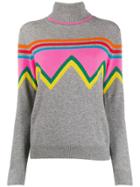 Chinti & Parker Colour-block Turtle Neck Top - Grey