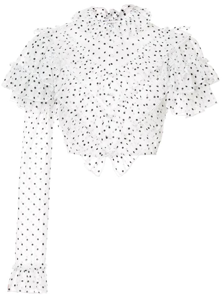 Rodarte Polka Dot Ruffled Blouse - White