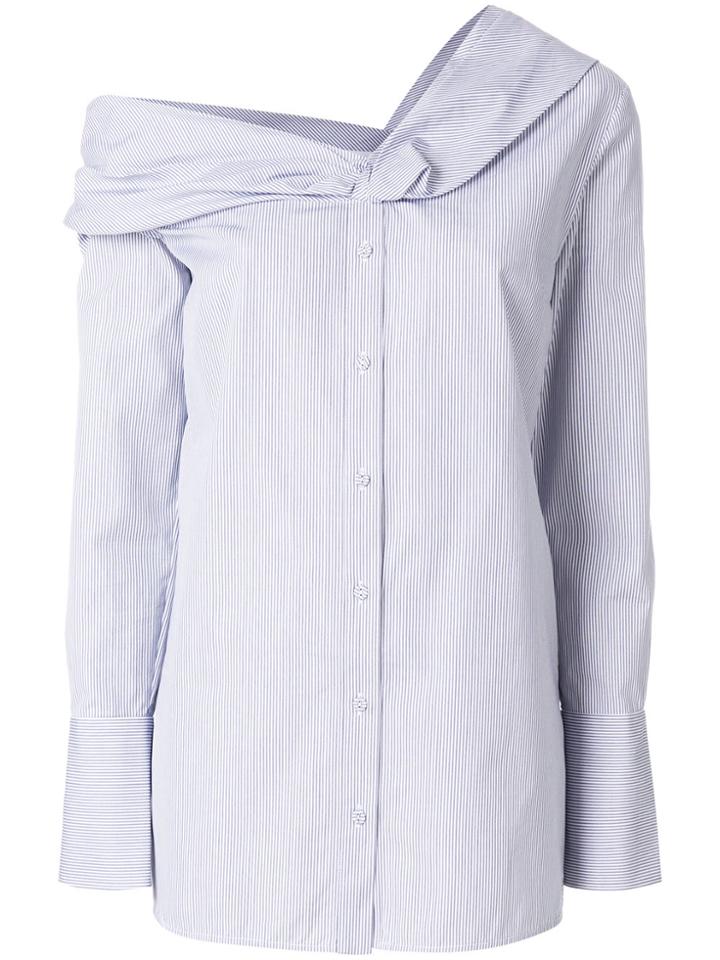 Victoria Victoria Beckham Off-the-shoulder Striped Shirt - Blue