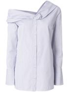 Victoria Victoria Beckham Off-the-shoulder Striped Shirt - Blue