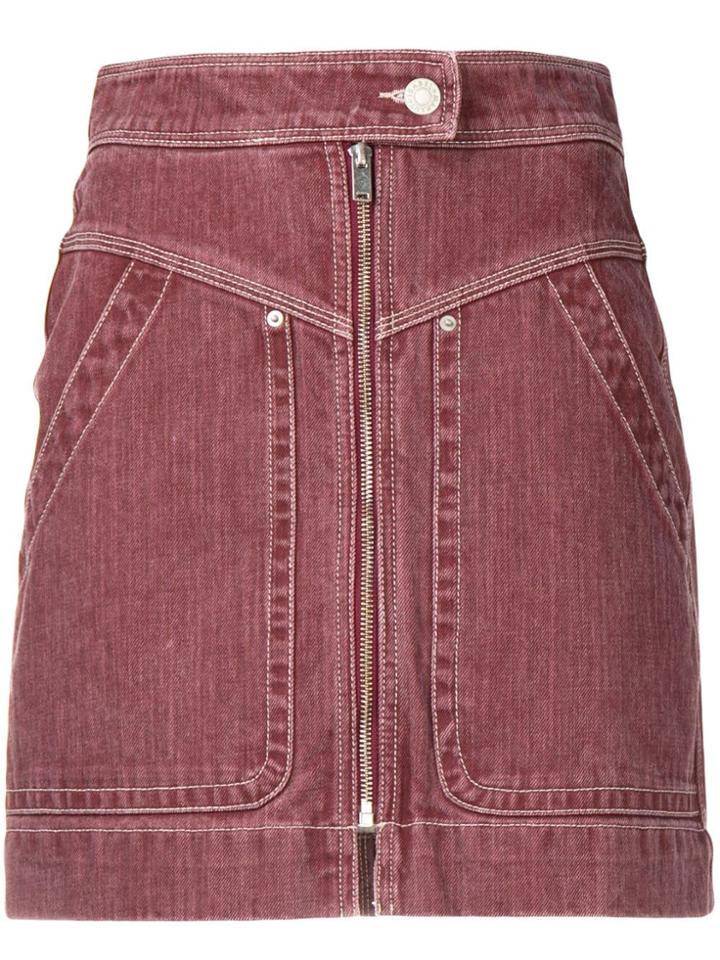 Isabel Marant Étoile Zip Front Denim Mini Skirt - Red