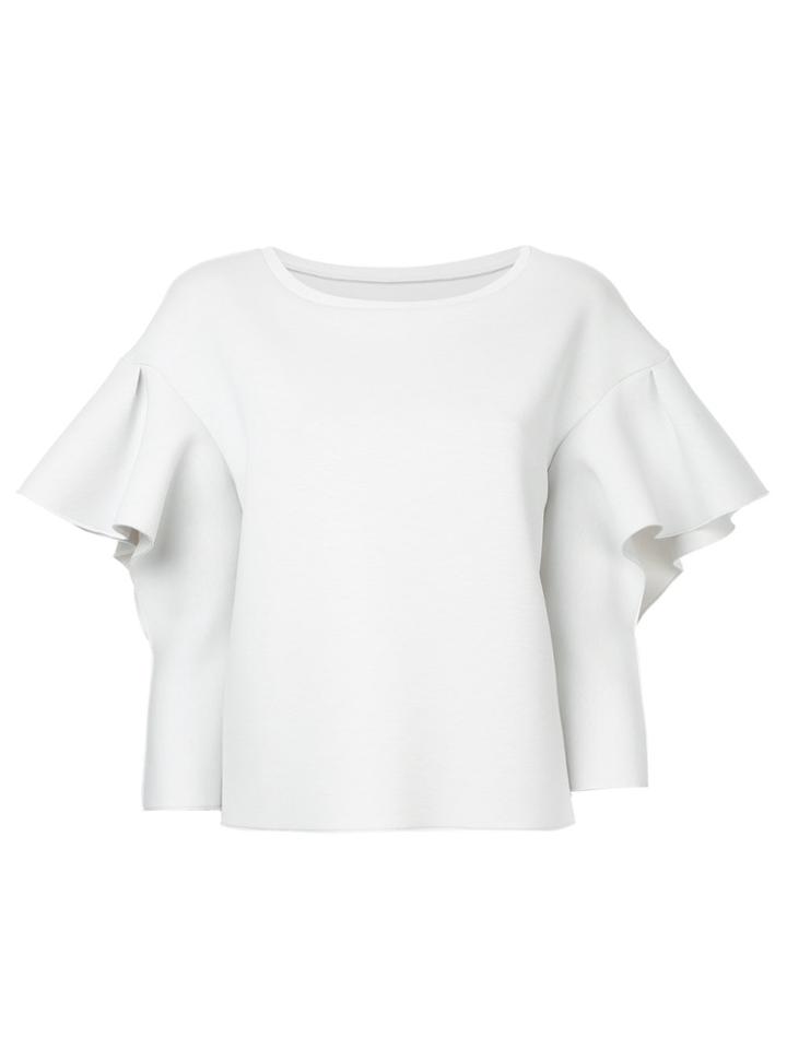 Le Ciel Bleu Frill-trim T-shirt - Grey