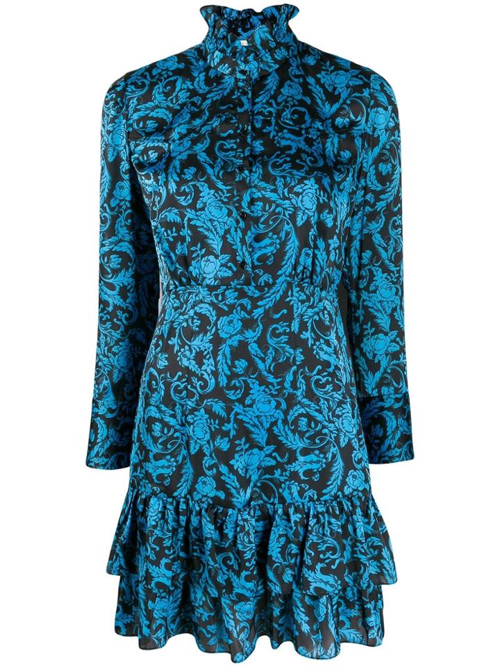 Sandro Paris Brocade Print Short Dress - Blue