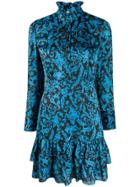 Sandro Paris Brocade Print Short Dress - Blue