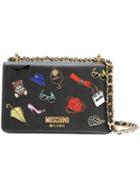 Moschino - Multi Charm Sticker Effect Bag - Women - Leather - One Size, Women's, Black, Leather